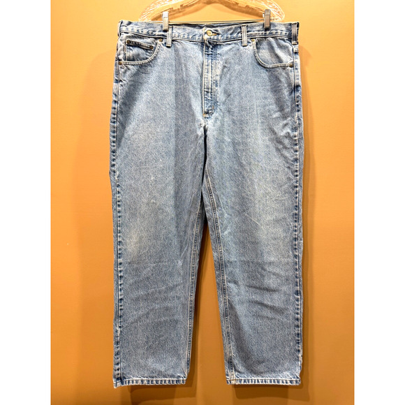 Vintage Carhartt Jeans Mens 42x30 Blue Denim Baggy Fit B160 STW - Picture 2 of 6